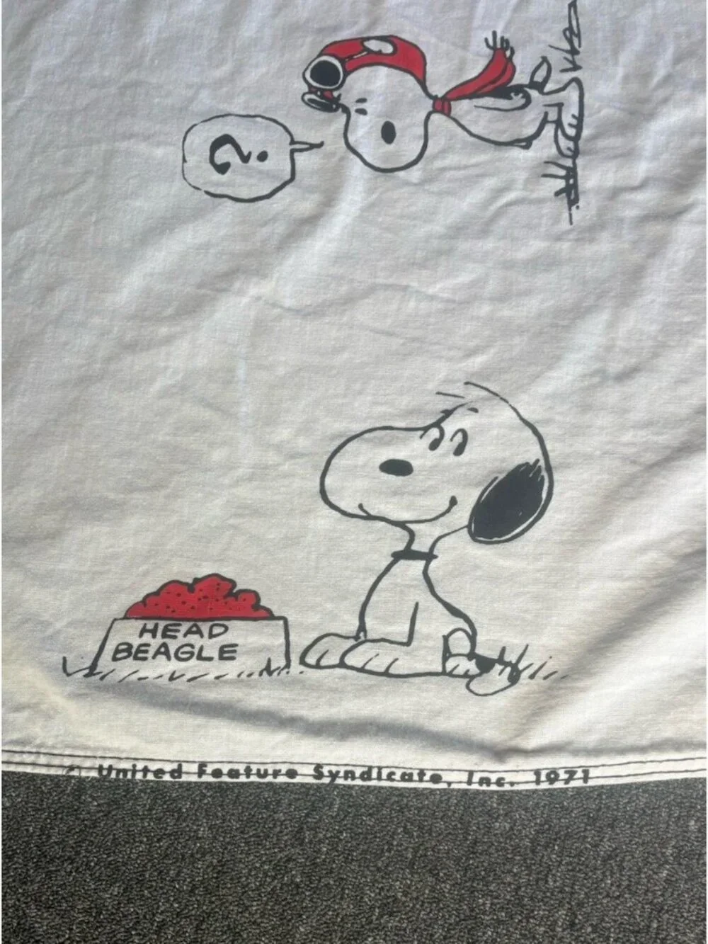 Vintage 70s/1970s SNOOPY & CHARLIE BROWN White Full Size Bedspread Blanket